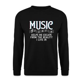 Music Helps Me Escape The Reality Music Lovers - Unisex Sweatshirt - black - Front - Alina (178cm) & Michal (187cm)