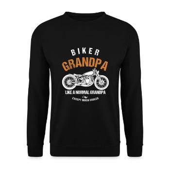 Opa Großvater Biker Opa Wie Ein Normaler - Unisex Pullover - Schwarz - Vorne - Alina (178cm) & Michal (187cm)