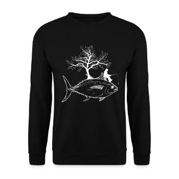 Fischen-Freizeit-Fischen-Fisch-cooles Fischen-Geschenk - Unisex Pullover - Schwarz - Vorne - Alina (178cm) & Michal (187cm)