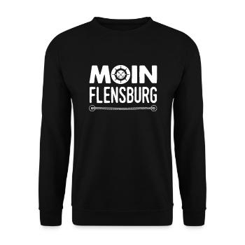 Flensburger Flensburg Moin Flensburg Anker - Unisex Pullover - Schwarz - Vorne - Alina (178cm) & Michal (187cm)