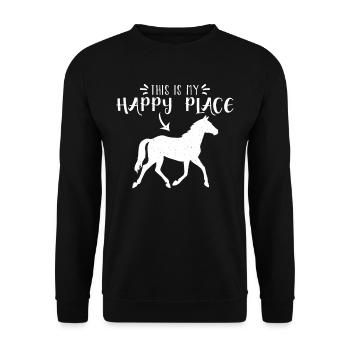 Dies ist mein glücklicher Ort - Unisex Pullover - Schwarz - Vorne - Alina (178cm) & Michal (187cm)