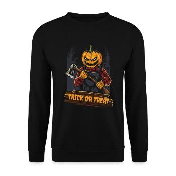 Trick Or Treat Freaky Halloween Pumpkin Gift - Unisex Sweatshirt - black - Front - Alina (178cm) & Michal (187cm)