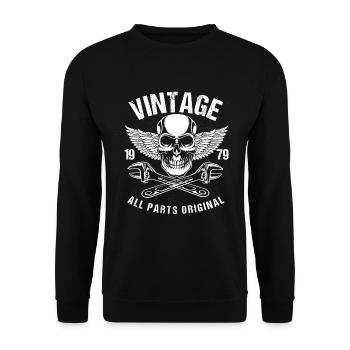 VIntage 1979 Alle Teile Original Mechanic Tinkerer - Unisex Pullover - Schwarz - Vorne - Alina (178cm) & Michal (187cm)