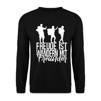 Freude Ist Wandern Mit Freunden - Unisex Pullover - Schwarz - Vorne - Alina (178cm) & Michal (187cm)