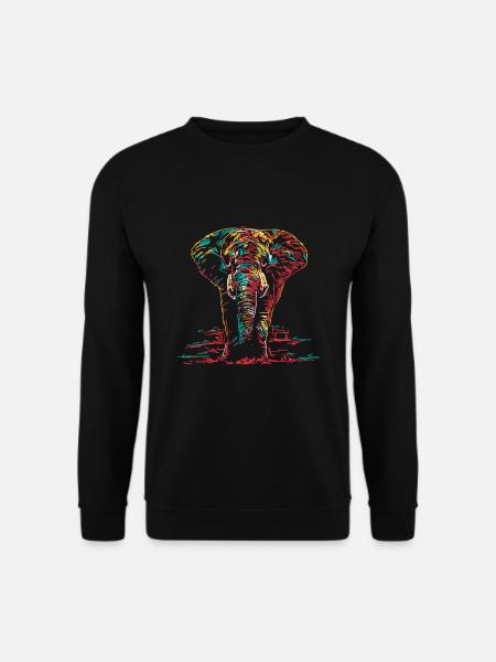 Elephant Abstract Elephant Lover Gift - Unisex Sweatshirt - black