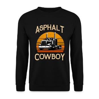 Retro Highway Trucker Road Truck Fahrer Asphalt - Unisex Pullover - Schwarz - Vorne - Alina (178cm) & Michal (187cm)