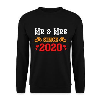 Herr und Frau seit 2020 Jubiläumsgeschenk - Unisex Pullover - Schwarz - Vorne - Alina (178cm) & Michal (187cm)
