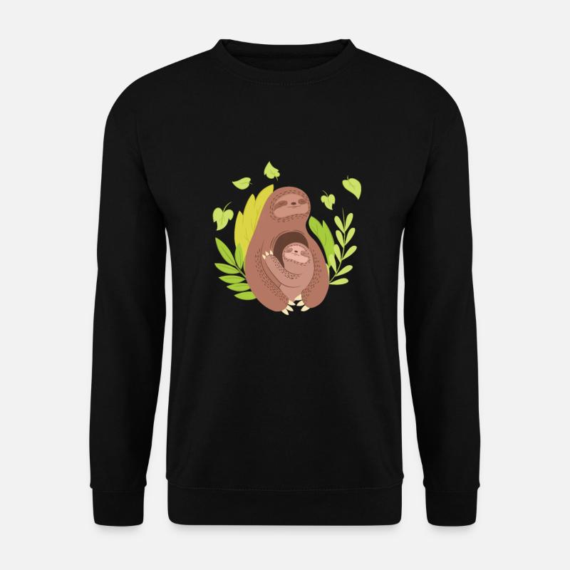 Faultier Mutter und Baby langsame Tiere Nettes Familiengeschenk - Unisex Pullover - Schwarz