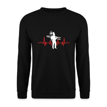 Cheminée Four Sweep Cheminée Ramoneuse Rouge - Sweat-shirt Unisexe - noir - Devant - Alina (178cm) & Michal (187cm)
