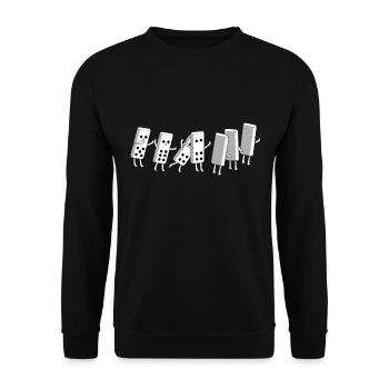 Domino Fall Domino Fliesen Puzzler Spiel Geschenk - Unisex Pullover - Schwarz - Vorne - Alina (178cm) & Michal (187cm)