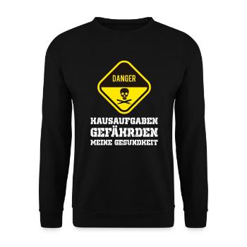 witzige Hausaufgaben Sprüche - Unisex Pullover - Schwarz - Vorne - Alina (178cm) & Michal (187cm)