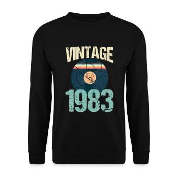 Retro Vintage 1983 37. Geburtstag Schallplatte Vinyl - Unisex Pullover - Schwarz - Vorne - Alina (178cm) & Michal (187cm)