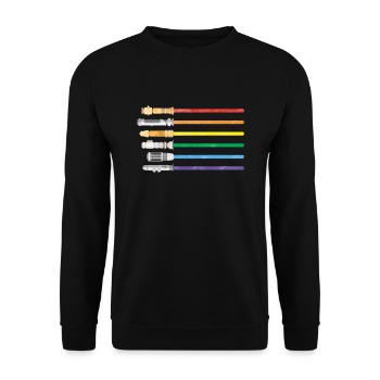 Lightsaber Rainbow Gay Pride Lesbian LGBT - Unisex Sweatshirt - black - Front - Alina (178cm) & Michal (187cm)