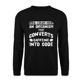 Un programmeur convertit la caféine en cadeau café code - Sweat-shirt Unisexe - noir - Devant - Alina (178cm) & Michal (187cm)
