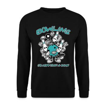 Bowling ist mehr als ein Spiel Bowlers Sportgeschenk - Unisex Pullover - Schwarz - Vorne - Alina (178cm) & Michal (187cm)