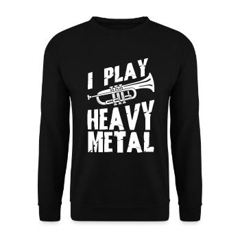Je joue du vent de joueur de trompette en métal lourd - Sweat-shirt Unisexe - noir - Devant - Alina (178cm) & Michal (187cm)