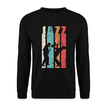 Jazz Retro Saxophon Musik Jazz Band Liebhaber - Unisex Pullover - Schwarz - Vorne - Alina (178cm) & Michal (187cm)