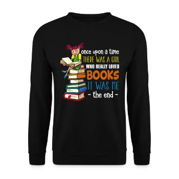 Es war einmal ein Mädchen, das Bücher liebte - Unisex Pullover - Schwarz - Vorne - Alina (178cm) & Michal (187cm)
