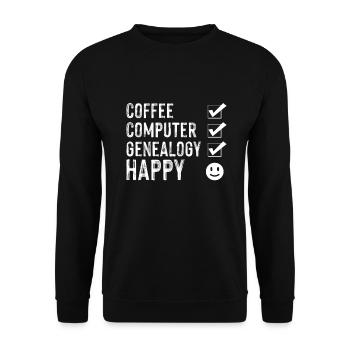 Coffee Computer Genealogy Happy Genealogist - Unisex Sweatshirt - black - Front - Alina (178cm) & Michal (187cm)