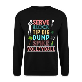 Volleyball - Serve Block Tip Dig Dump Spike - Unisex Pullover - Schwarz - Vorne - Alina (178cm) & Michal (187cm)