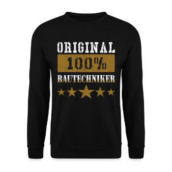 100% Original BAUTECHNIKER - Unisex Pullover - Schwarz - Vorne - Alina (178cm) & Michal (187cm)