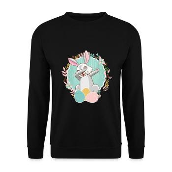 Dab Bunny Easter Funny Egg Hunt Festival Gift - Unisex Sweatshirt - black - Front - Alina (178cm) & Michal (187cm)