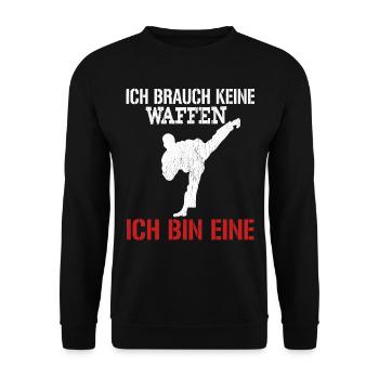Karate - Ich Brauch Keine Waffen Ich Bin Eine - Unisex Pullover - Schwarz - Vorne - Alina (178cm) & Michal (187cm)