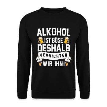 Alkohol Bier Vernichter Geschenk - Unisex Pullover - Schwarz - Vorne - Alina (178cm) & Michal (187cm)