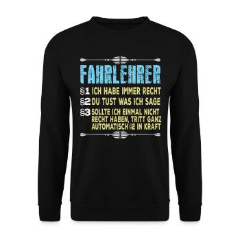Fahrlehrer Paragraph - Unisex Pullover - Schwarz - Vorne - Alina (178cm) & Michal (187cm)