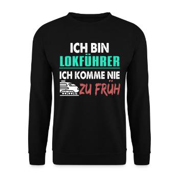 Ich Bin Lokführer Ich Komme Nie Zu Früh - Unisex Pullover - Schwarz - Vorne - Alina (178cm) & Michal (187cm)