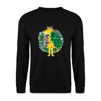 Giraffe Holding Books I Love Books - Unisex Sweatshirt - black - Front - Alina (178cm) & Michal (187cm)
