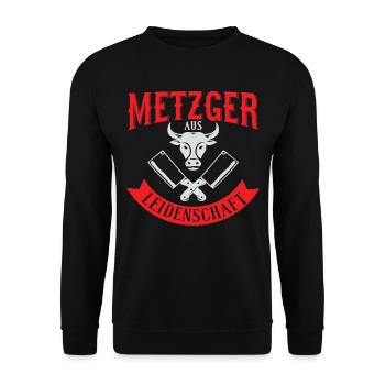 Metzger Aus Leidenschaft - Unisex Pullover - Schwarz - Vorne - Alina (178cm) & Michal (187cm)