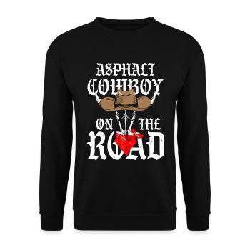 Autobahn-LKW-LKW-Fahrer-Asphalt-Cowboy auf - Unisex Pullover - Schwarz - Vorne - Alina (178cm) & Michal (187cm)