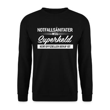 Notfallsanitäter weil Superheld kein offizieller B - Unisex Pullover - Schwarz - Vorne - Alina (178cm) & Michal (187cm)