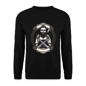 Awesome Barber Haircutter Hairstylist Hairdresser - Unisex Sweatshirt - black - Front - Alina (178cm) & Michal (187cm)