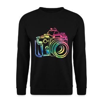 Photographie de caméraman appareil photo coloré - Sweat-shirt Unisexe - noir - Devant - Alina (178cm) & Michal (187cm)