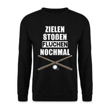 Billard - Zielen Stoßen Fluchen Nochmal - Unisex Pullover - Schwarz - Vorne - Alina (178cm) & Michal (187cm)