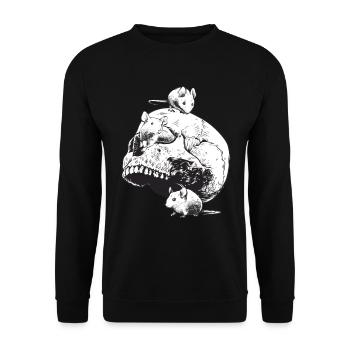 Skull Rat Mouse Mice Rodent Animal Pet Gift - Unisex Sweatshirt - black - Front - Alina (178cm) & Michal (187cm)