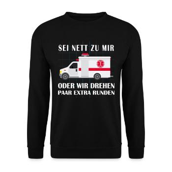 Sanitäter - Sei Nett Zu Mir - Unisex Pullover - Schwarz - Vorne - Alina (178cm) & Michal (187cm)