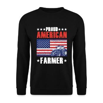 Proud American Farmer USA Flag Tractor Farm - Unisex Sweatshirt - black - Front - Alina (178cm) & Michal (187cm)