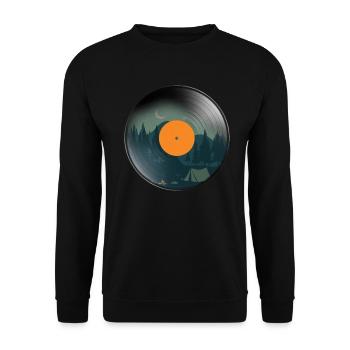 Vinyl Natur Camping Retro Phonograph Rekord - Unisex Pullover - Schwarz - Vorne - Alina (178cm) & Michal (187cm)
