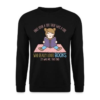 Reading book bookworm librarian author gift - Unisex Sweatshirt - black - Front - Alina (178cm) & Michal (187cm)