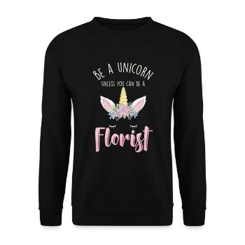 Soyez un cadeau de jardinier de bouquet de fleurs de fleuriste de licorne - Sweat-shirt Unisexe - noir - Devant - Alina (178cm) & Michal (187cm)