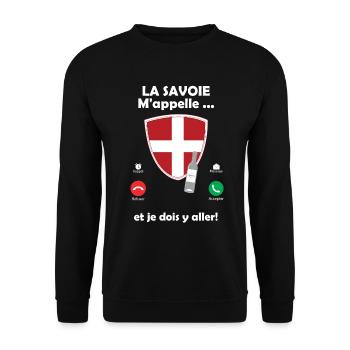 La savoie m'appelle et je dois y aller ! et gnôle - Sweat-shirt Unisexe - noir - Devant - Alina (178cm) & Michal (187cm)