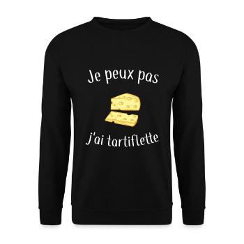 Je peux pas j'ai tartiflette humour formage savoie - Sweat-shirt Unisexe - noir - Devant - Alina (178cm) & Michal (187cm)