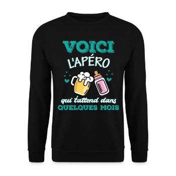 Biberon bière futur papa annonce grossesse drôle - Sweat-shirt Unisexe - noir - Devant - Alina (178cm) & Michal (187cm)