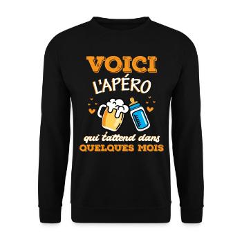 Biberon bière futur papa annonce grossesse drôle - Sweat-shirt Unisexe - noir - Devant - Alina (178cm) & Michal (187cm)