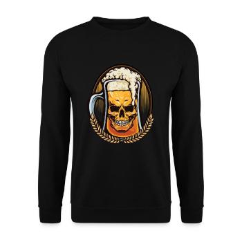 Mug de bière Skull Mousse de bière Brassage Cadeau amateur de bière - Sweat-shirt Unisexe - noir - Devant - Alina (178cm) & Michal (187cm)