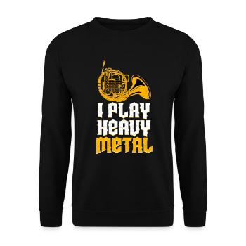 Je joue du heavy metal Français horn player wind - Sweat-shirt Unisexe - noir - Devant - Alina (178cm) & Michal (187cm)