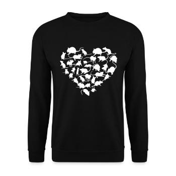 Heart Rat Mouse Animal Lover Rodent Mice Pet Gift - Unisex Sweatshirt - black - Front - Alina (178cm) & Michal (187cm)